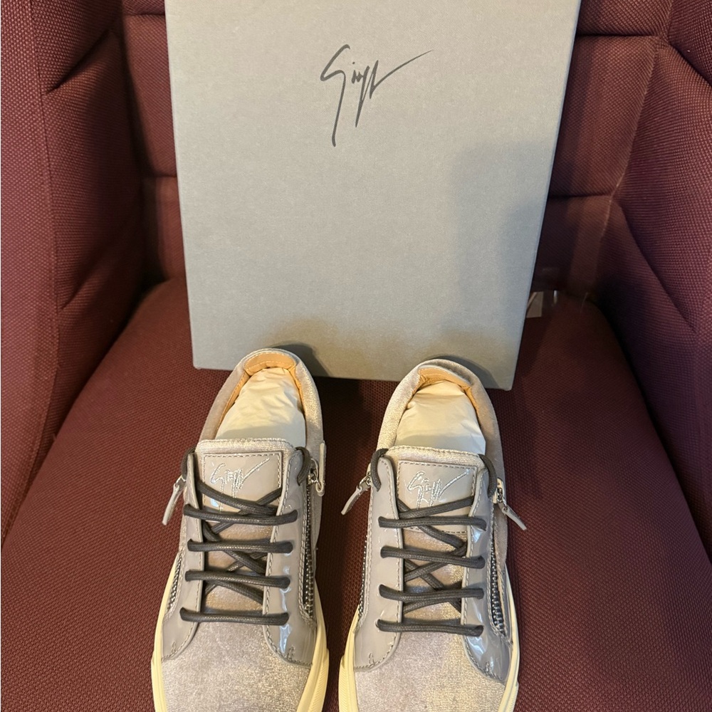 Giuseppe Zanotti Metallic Gray Sneakers EU 34